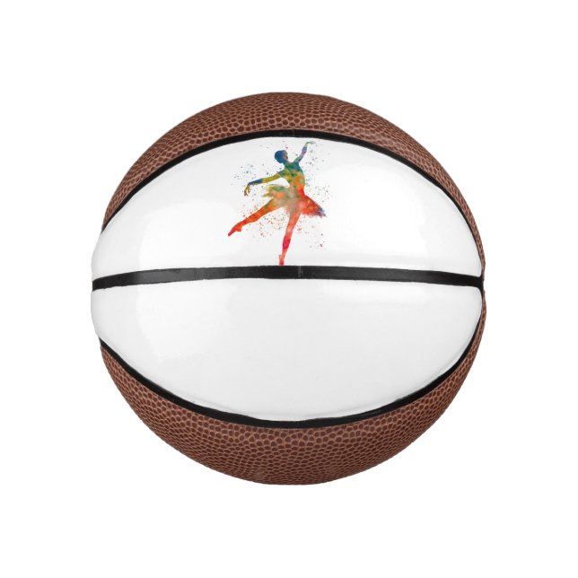 Klassische Balletttänzerin Wasserfarbe Mini Basketball (Vorderseite)
