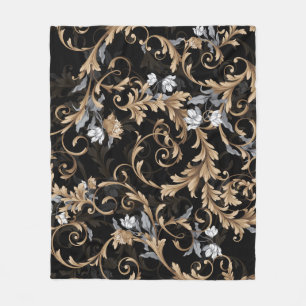 Klassische barocke Blume: schwarzer Hintergrund. Fleecedecke