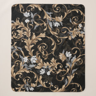 Klassische barocke Blume: schwarzer Hintergrund. Sherpadecke
