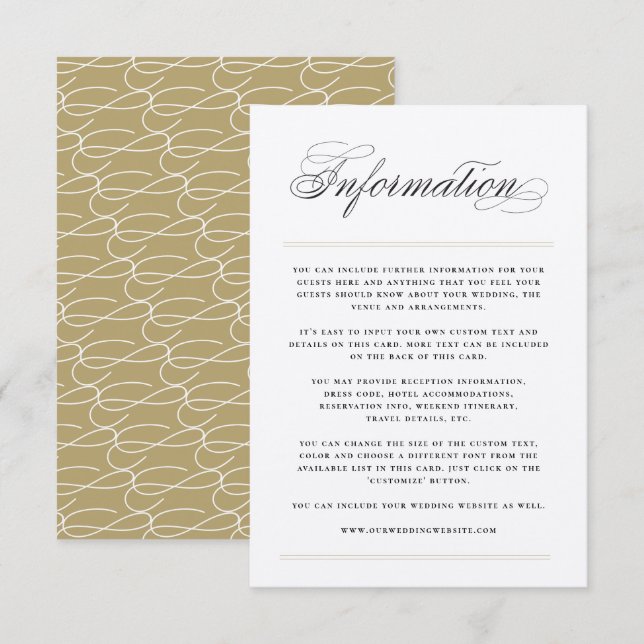 Klassische Bars-Informationen Hochzeitkarte Einladung (Vorne/Hinten)