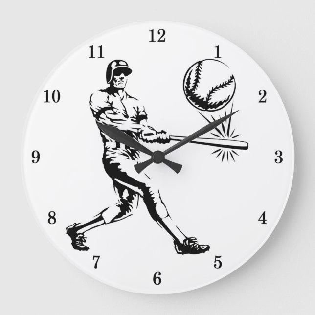 Klassische Baseball-Batter-Wall-Uhr Große Wanduhr (Vorderseite)