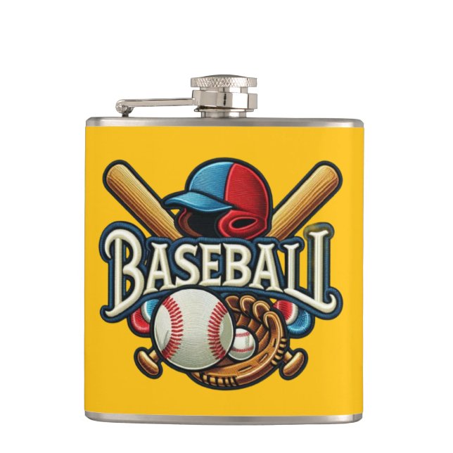Klassische Baseball Essentials / Stilvolle Retro L Flachmann (Vorderseite)