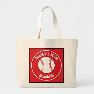 Klassische Baseball Mama Rotes Weiß Personalisier Jumbo Stoffbeutel