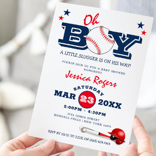Klassische Baseball-Oh-Junge-Baby-Party Einladung