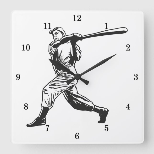 Klassische Baseballmauer Quadratische Wanduhr (Vorderseite)