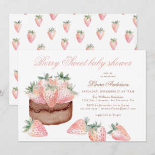 Klassische Beerige Süße Baby Shower Erdbeeren Einladung