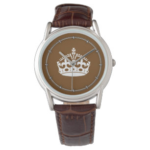 Klassische Behalten Kronen auf Schokoladenbraun Armbanduhr