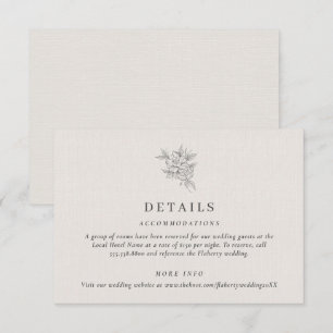 Klassische beige Details zu Botanischen Hochzeiten Begleitkarte