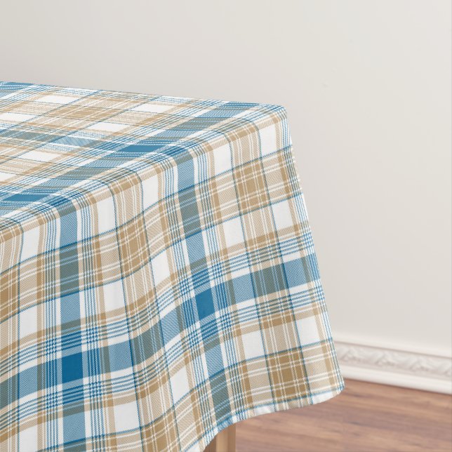 Klassische Beige und Blau Kariert Tischdecke (Beispiel)