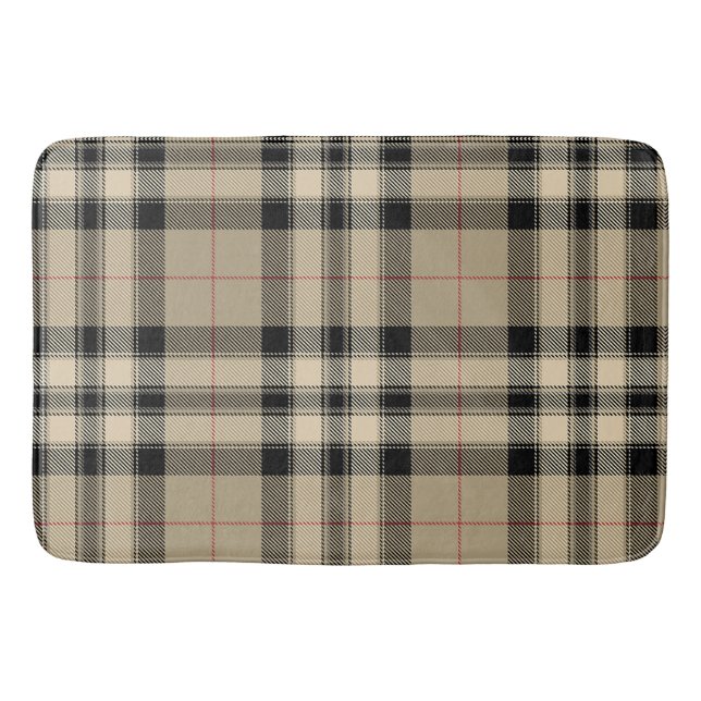 Klassische Beige und Schwarz Kariert Badematte (Vorderseite)