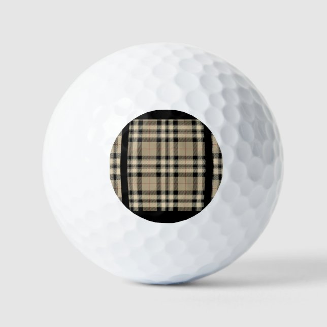 Klassische, beige und schwarz Karierte Golfbälle (Vorderseite)