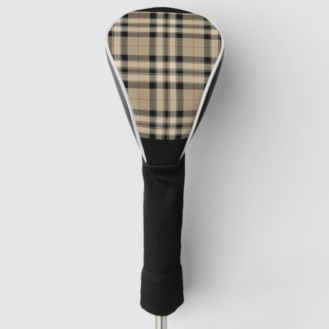 Klassische, beige und schwarz Karierte Kopfbedecku Golf Headcover (Vorderseite)