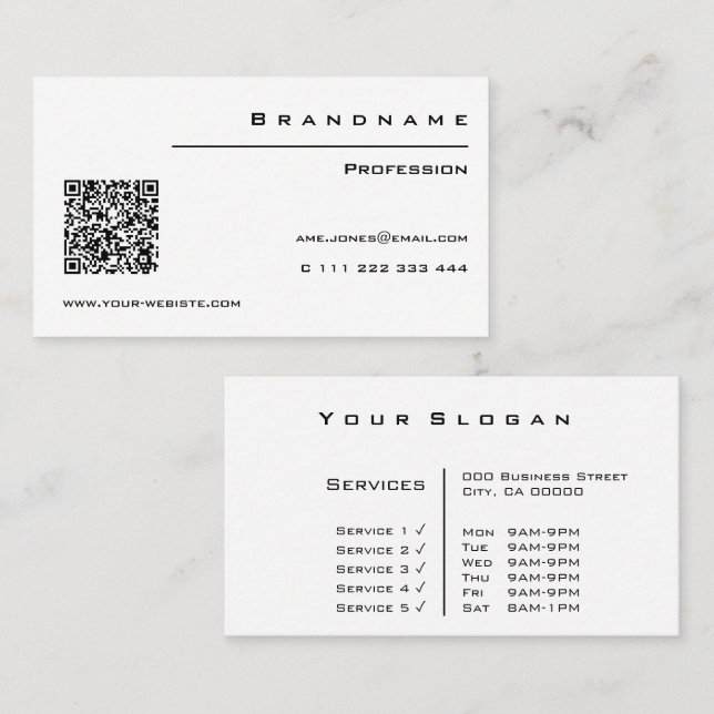 Klassische Berufliche QR-Klasse Visitenkarte (Vorne/Hinten)