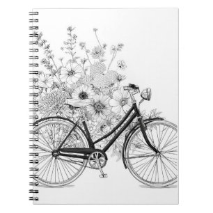 Klassische Bicycle Bloom Line Art Design Notizblock