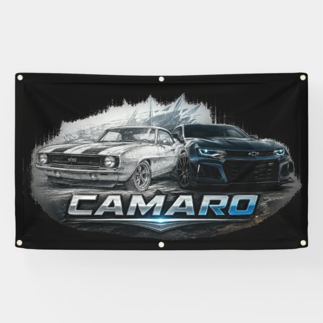 Klassische bis moderne Camaro-Muscle-Car-Evolution Banner (Horizontal)