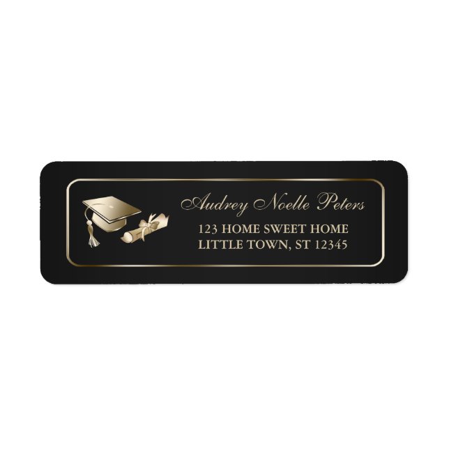 Klassische Black and Gold Graduate Address Labels (Vorne)