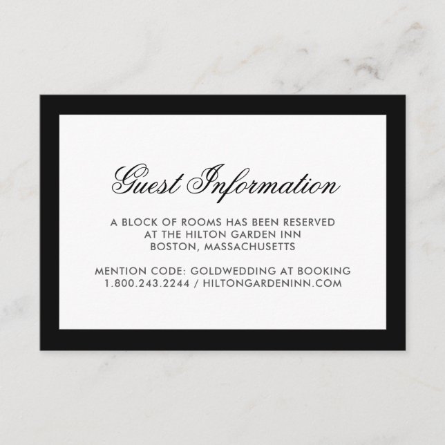 Klassische Black Border Hochzeitkarte Begleitkarte (Vorderseite)