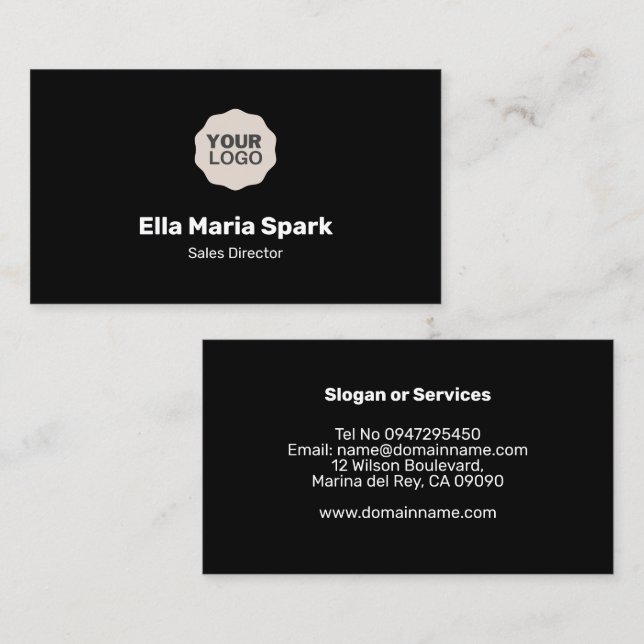 Klassische Black Business Card Visitenkarte (Vorne/Hinten)