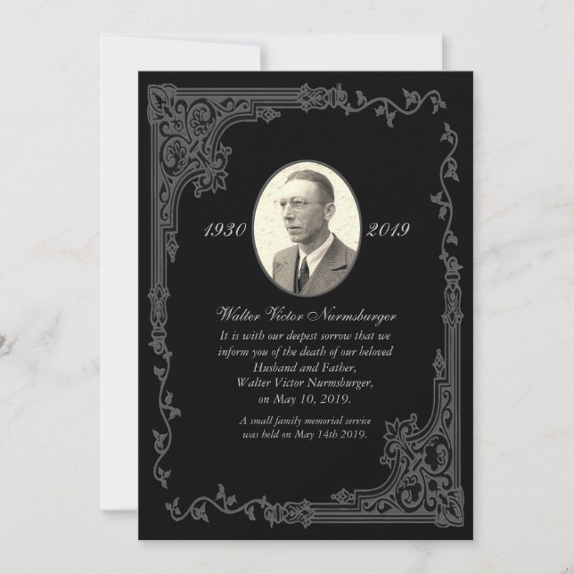 Klassische Black Death Announcement Card Ankündigung (Vorderseite)