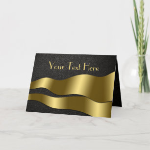 Klassische Black Leather und Gold Wave Grußkarte Karte