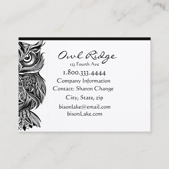 Klassische Black Owl Bird Nature Custom Business C Visitenkarte (Vorderseite)