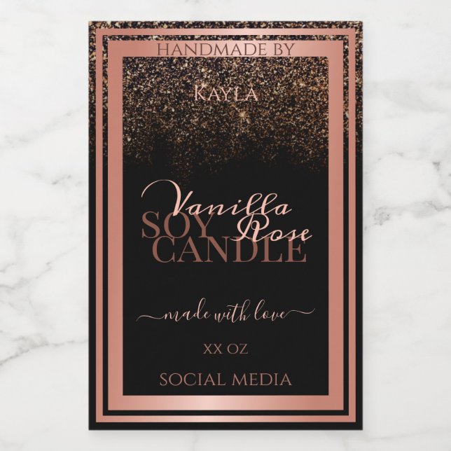 Klassische Black Product Packaging Labels Rose Gol Lebensmitteletikett (Einzelnes Label)