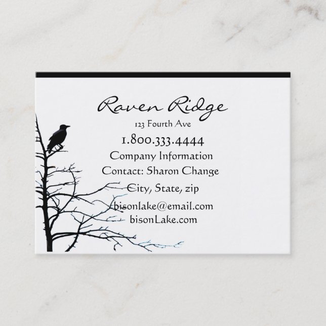Klassische Black Raven Ridge Bird Nature Custom Visitenkarte (Vorderseite)