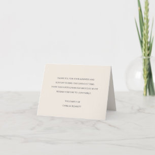 Klassische, blass-ecru-farbene Funeral-Anerkennung Dankeskarte
