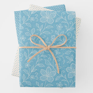 Klassische Blätter Blumenmuster auf blauem Blau