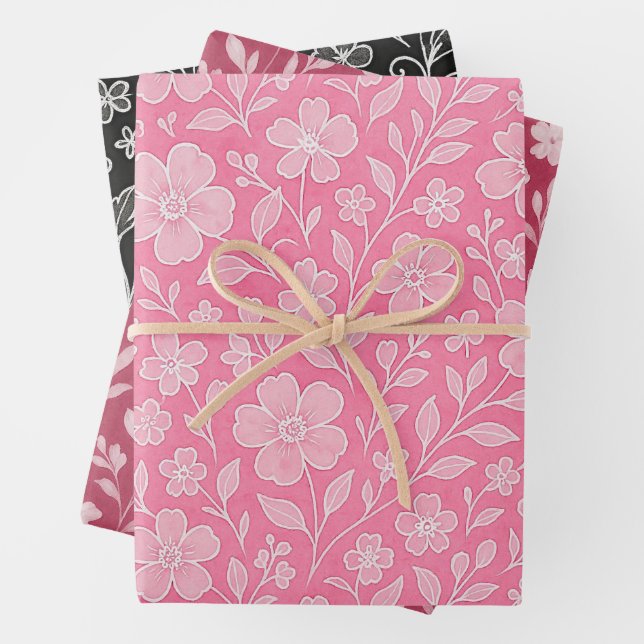 Klassische Blätter Blumenmuster auf Rosa Rosa (Beispiel)