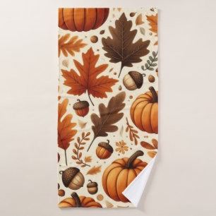klassische Blätter/Kürbisse/Akkorde Herbst Badehandtuch