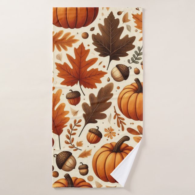 klassische Blätter/Kürbisse/Akkorde Herbst Badehandtuch (Badehandtuch)
