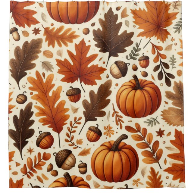 klassische Blätter/Kürbisse/Akkorde Herbst Duschvorhang (Vorderseite)