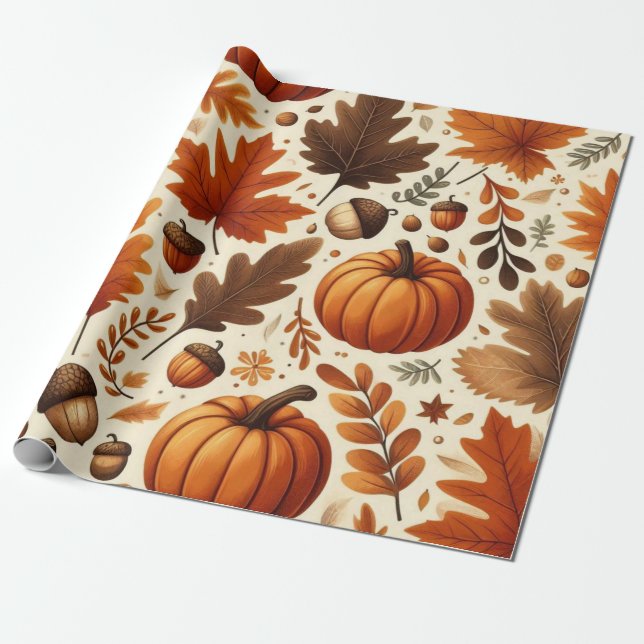 klassische Blätter/Kürbisse/Akkorde Herbst Geschenkpapier (Ungerollt)