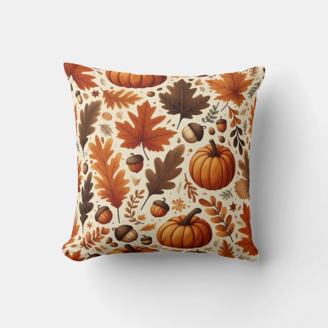 klassische Blätter/Kürbisse/Akkorde Herbst Kissen (Vorderseite)