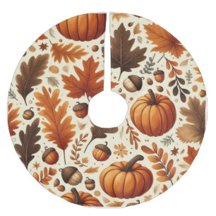 klassische Blätter/Kürbisse/Akkorde Herbst Polyester Weihnachtsbaumdecke