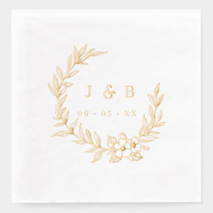 Klassische Blätter und Blumenkronen-Monogramm Servietten Mit Folie