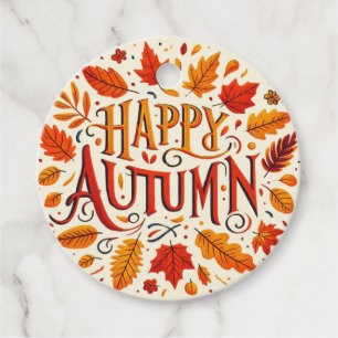 klassische Blätter und glücklicher Herbst Geschenkanhänger