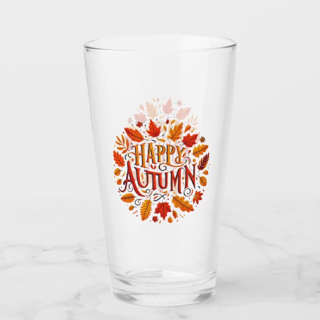 klassische Blätter und glücklicher Herbst Glas (Vorderseite)