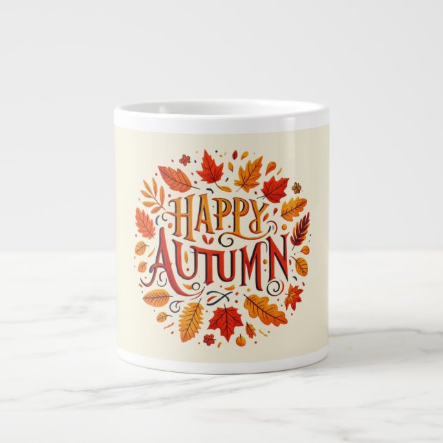 klassische Blätter und glücklicher Herbst Jumbo-Tasse (Vorderseite)