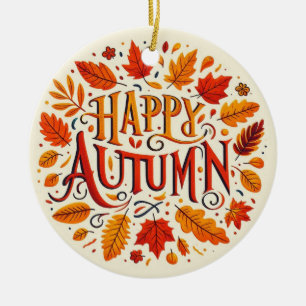klassische Blätter und glücklicher Herbst Keramik Ornament