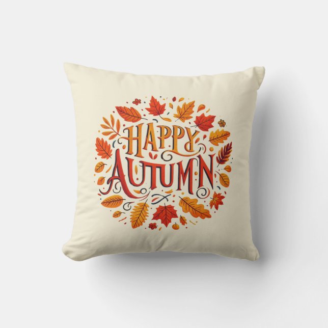 klassische Blätter und glücklicher Herbst Kissen (Vorderseite)