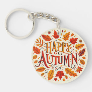 klassische Blätter und glücklicher Herbst Schlüsselanhänger
