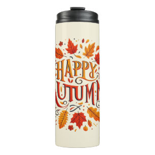 klassische Blätter und glücklicher Herbst Thermosbecher