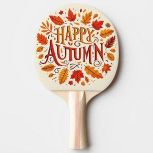 klassische Blätter und glücklicher Herbst Tischtennis Schläger