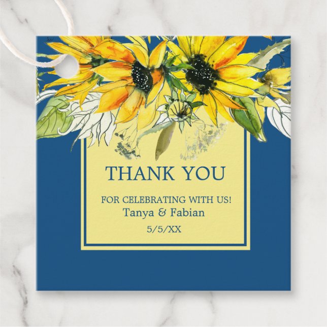 Klassische Blaublume-Gastgeschenk Hochzeit Geschenkanhänger (Vorderseite)