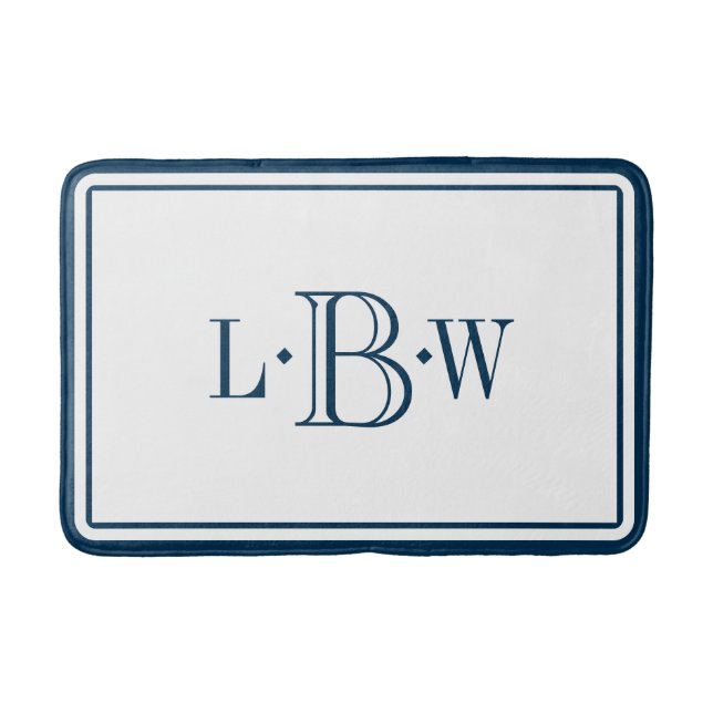 Klassische blaue Grenze mit Monogramm Badematte (Vorderseite)