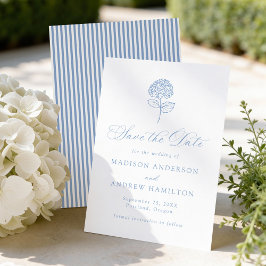 Klassische Blaue Hortensien-Hochzeit Save The Date