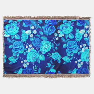 Klassische Blaue Rose Blume Muster-876 Decke