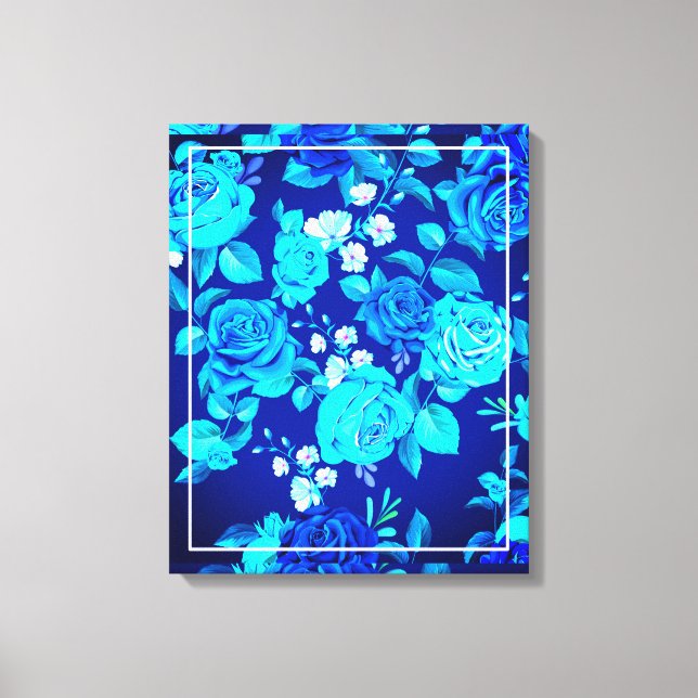 Klassische Blaue Rose Blume Muster-876 Leinwanddruck (Vorderseite)